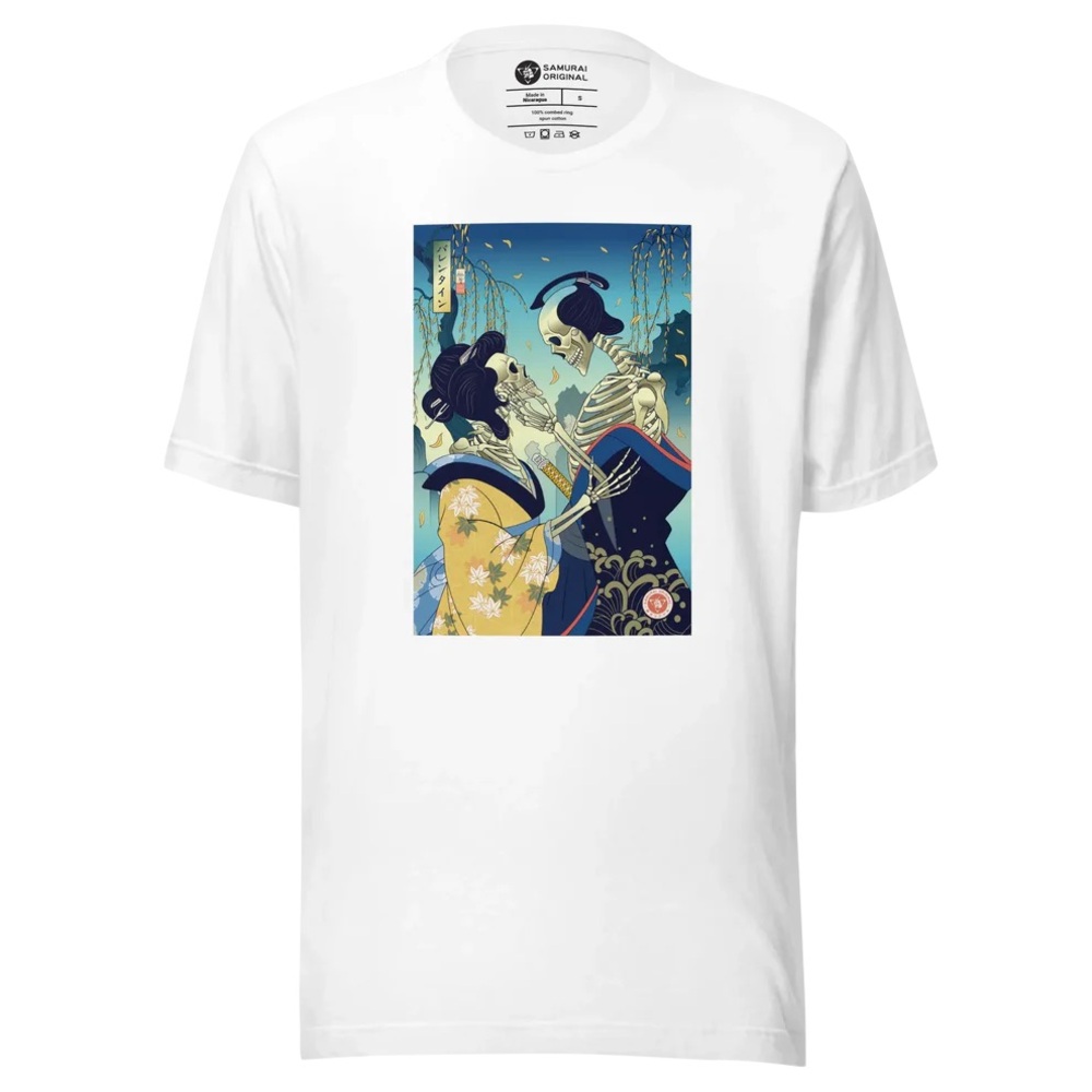 NEW Samurai Original Skeleton Samurai & Geisha Long Unisex T-Shirt